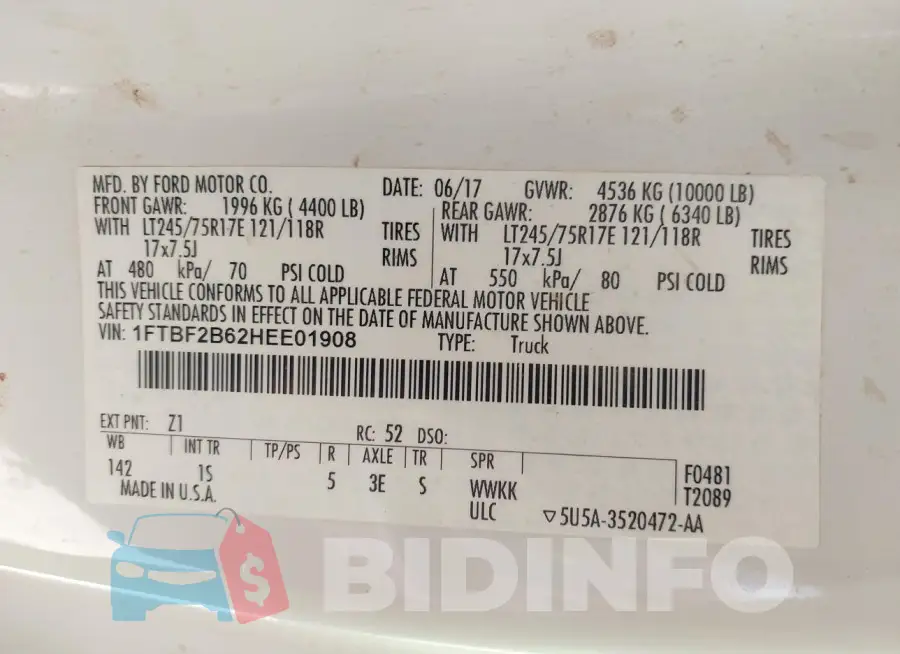 1FTBF2B62HEE01908 Photo# 9