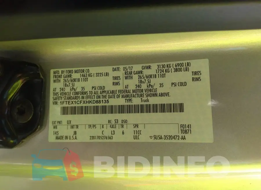 1FTEX1CFXHKD88135 Photo# 9
