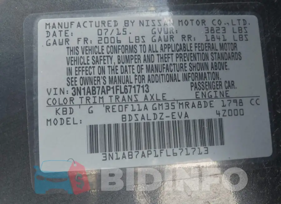 3N1AB7AP1FL671713 Photo# 9