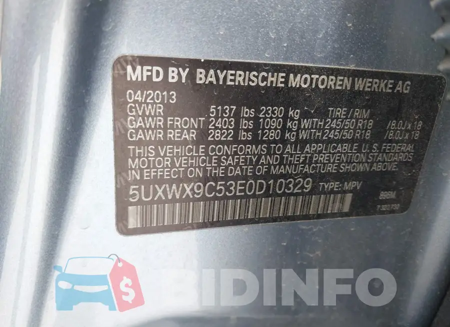 5UXWX9C53E0D10329 Photo# 9
