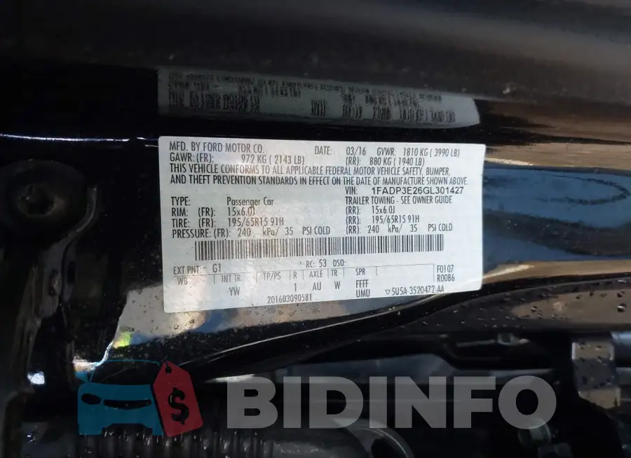 1FADP3E26GL301427 Photo# 9