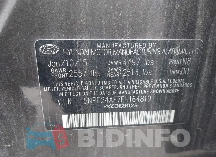 5NPE24AF7FH164819 Photo# 9