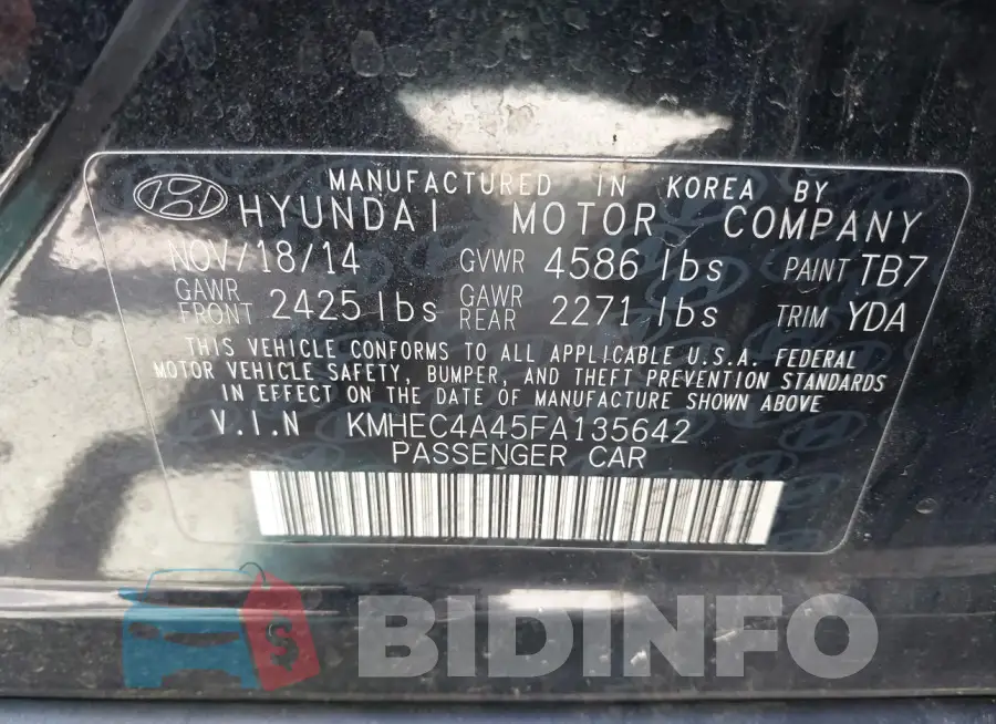 KMHEC4A45FA135642 Photo# 9