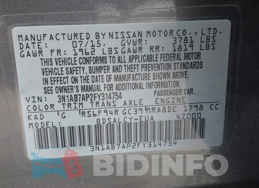 3N1AB7AP2FY314754 Photo# 9