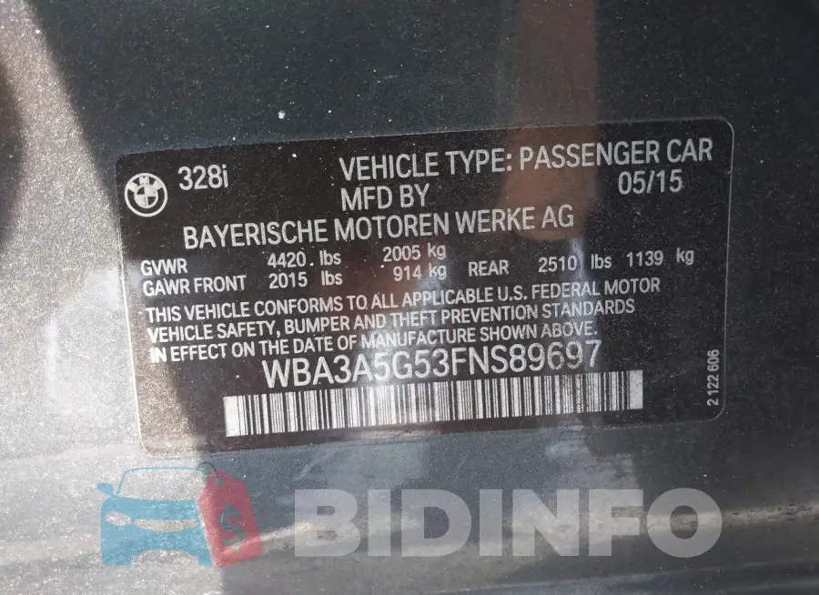 WBA3A5G53FNS89697 Photo# 9