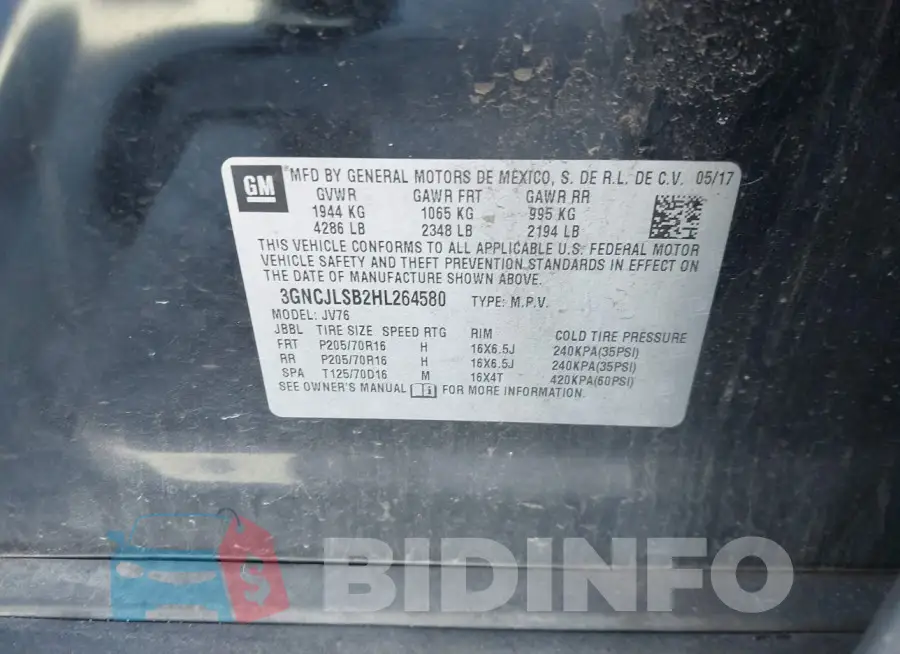 3GNCJLSB2HL264580 Photo# 9