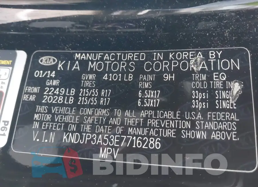 KNDJP3A53E7716286 Photo# 9