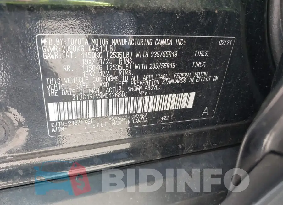 2T3C1RFV9MC126846 Photo# 9