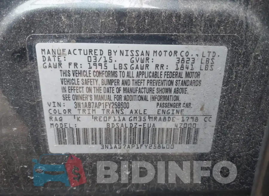3N1AB7AP1FY258600 Photo# 9