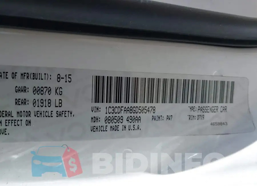 1C3CDFAA8GD505478 Photo# 9