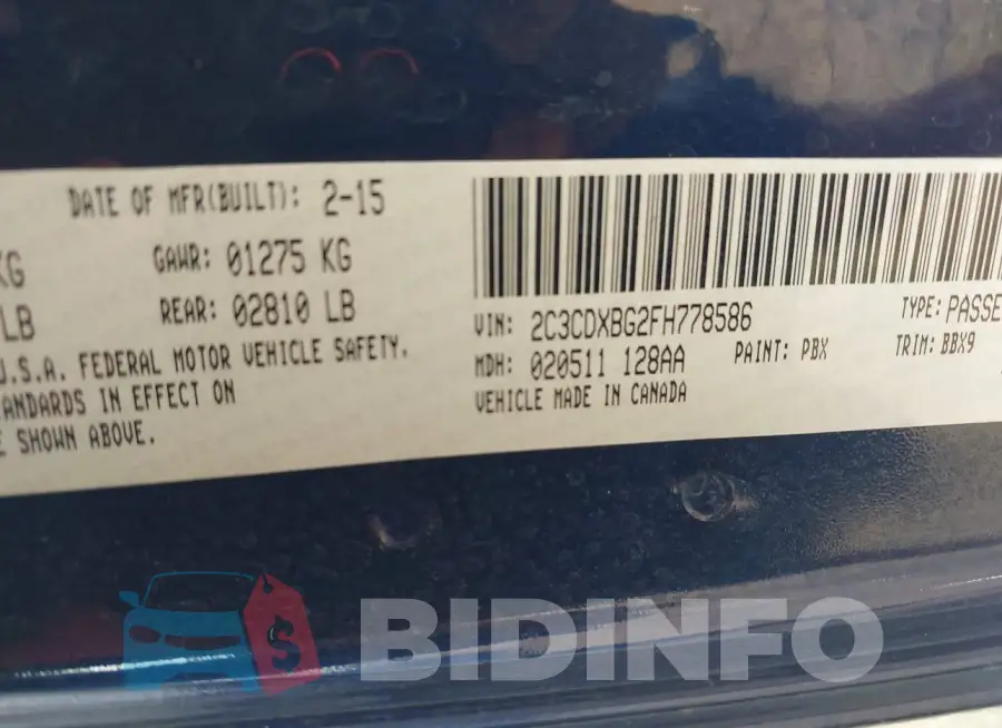 2C3CDXBG2FH778586 Photo# 9