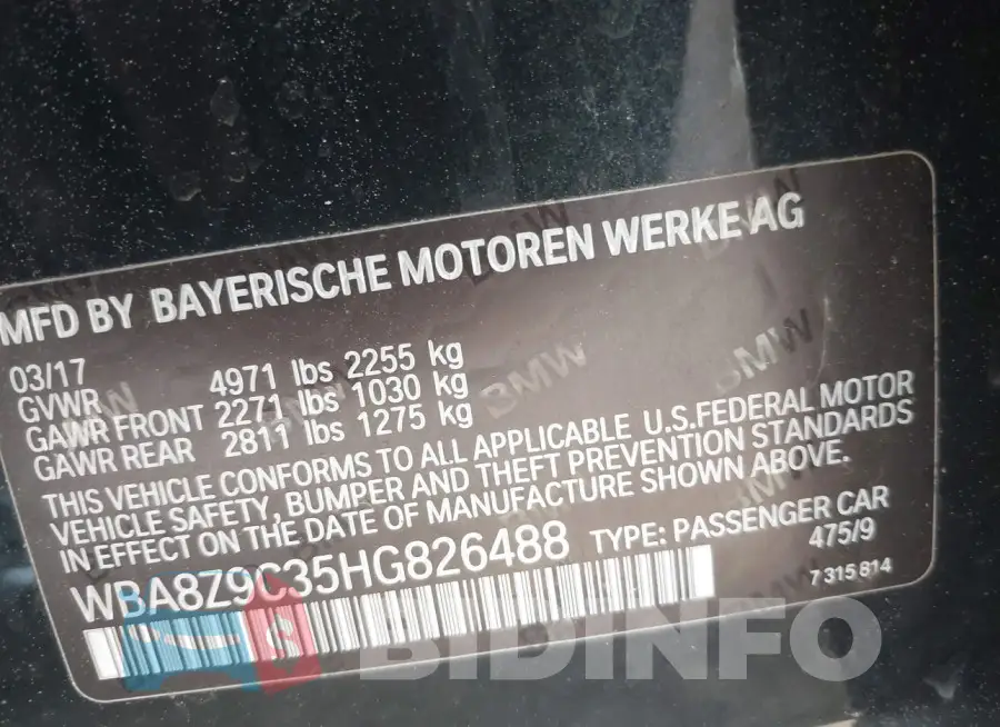 WBA8Z9C35HG826488 Photo# 9