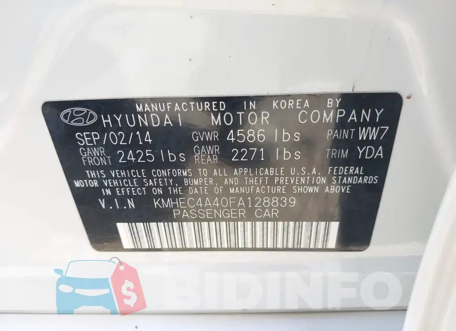 KMHEC4A40FA128839 Photo# 9