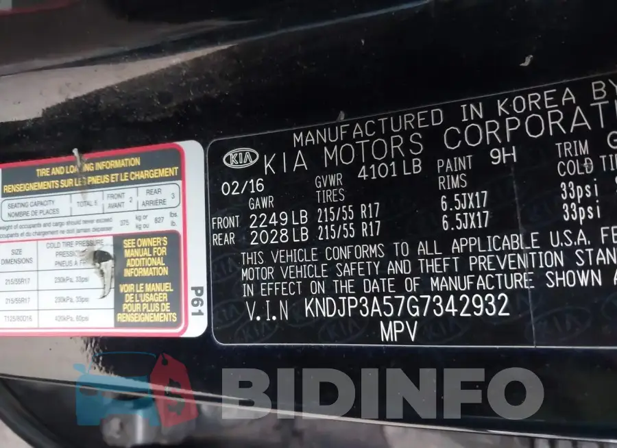 KNDJP3A57G7342932 Photo# 9