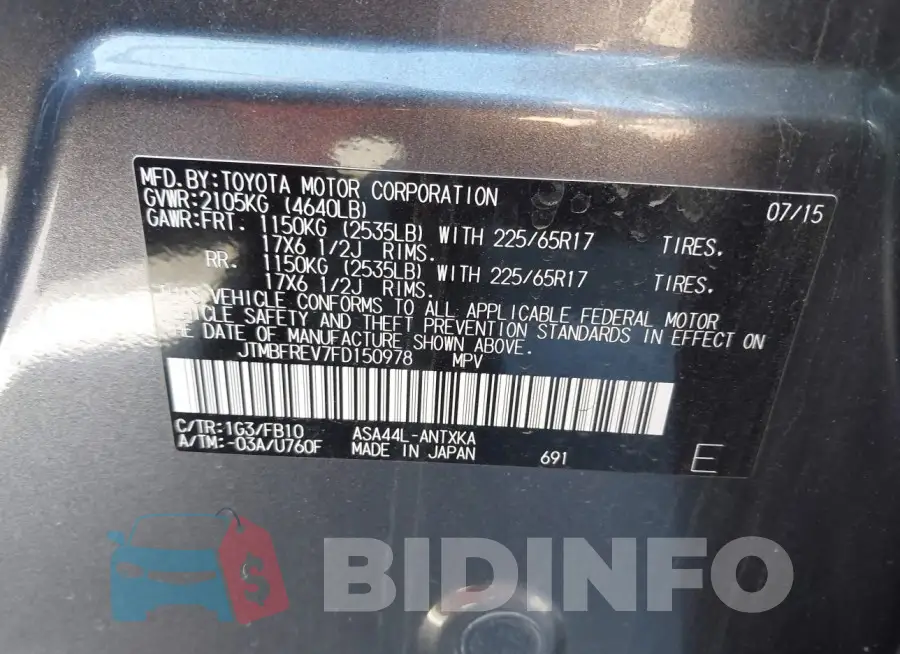 JTMBFREV7FD150978 Photo# 9