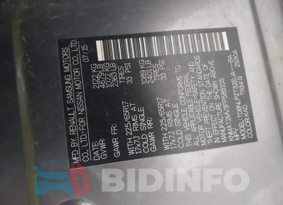 KNMAT2MV3FP585105 Photo# 9