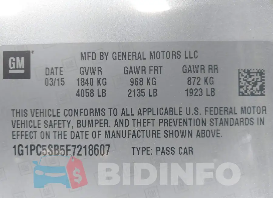 1G1PC5SB5F7218607 Photo# 9