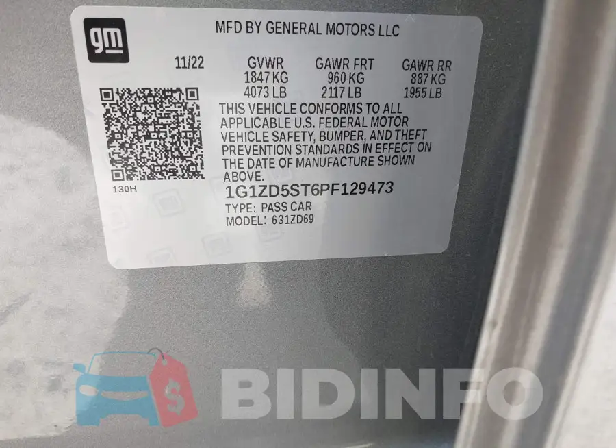 1G1ZD5ST6PF129473 Photo# 9