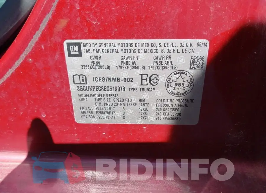 3GCUKPEC8EG519078 Photo# 9