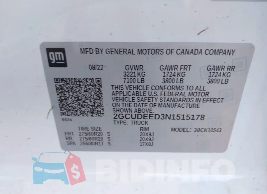 2GCUDEED3N1515178 Photo# 9