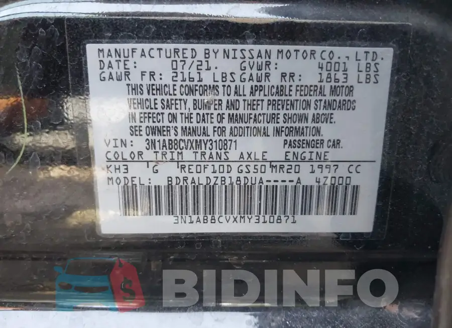 3N1AB8CVXMY310871 Photo# 9
