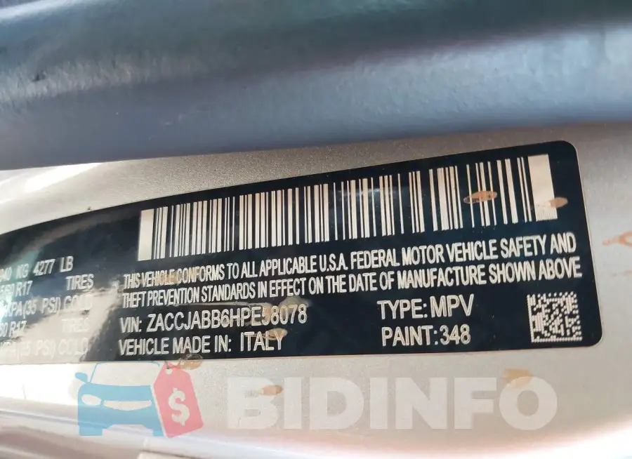 ZACCJABB6HPE58078 Photo# 9