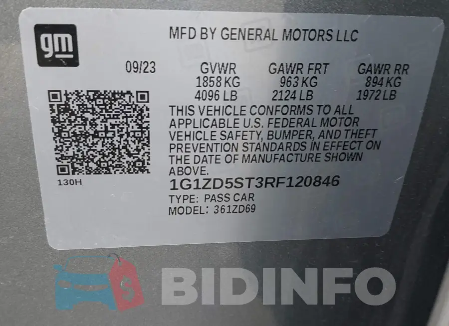 1G1ZD5ST3RF120846 Photo# 9