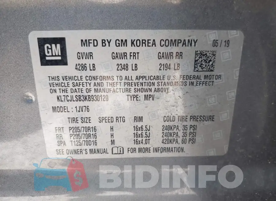 KL7CJLSB3KB930120 Photo# 9