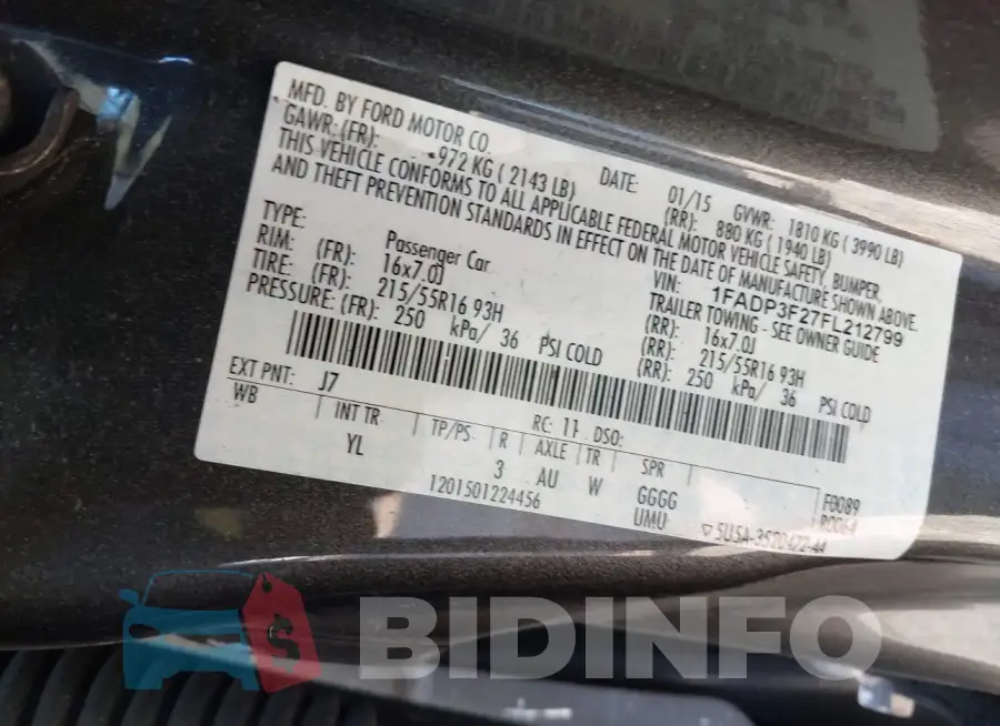 1FADP3F27FL212799 Photo# 9