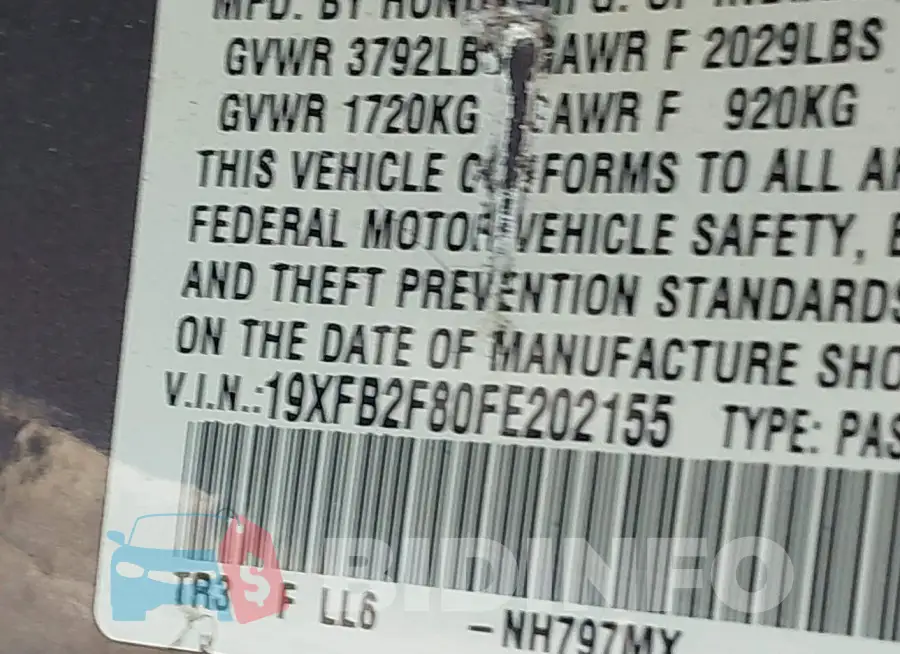 19XFB2F80FE202155 Photo# 9