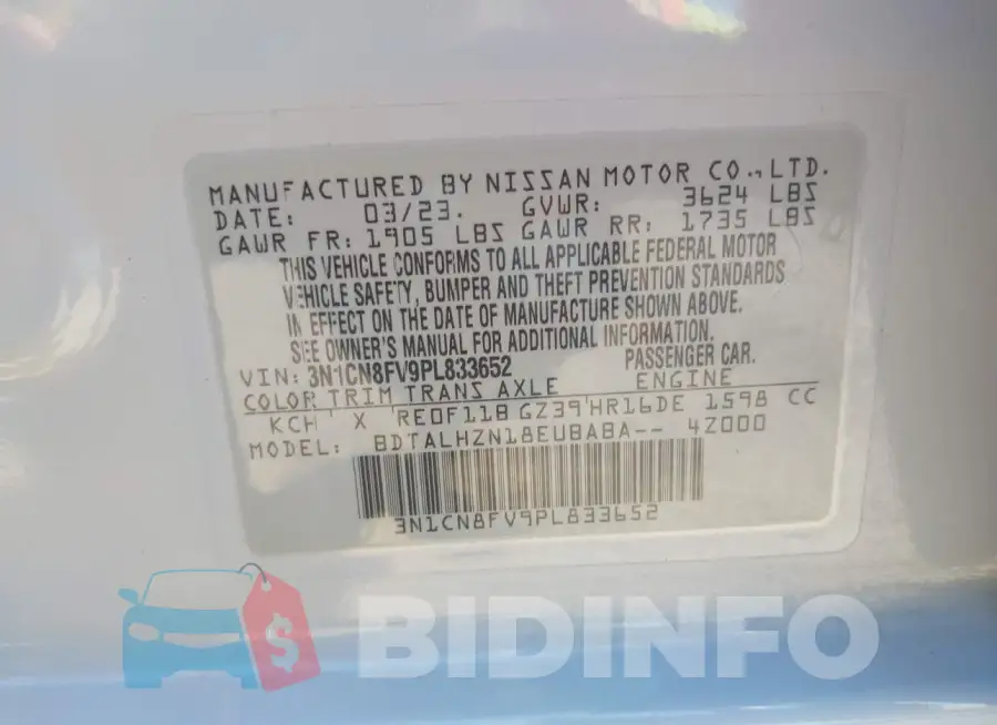 3N1CN8FV9PL833652 Photo# 9