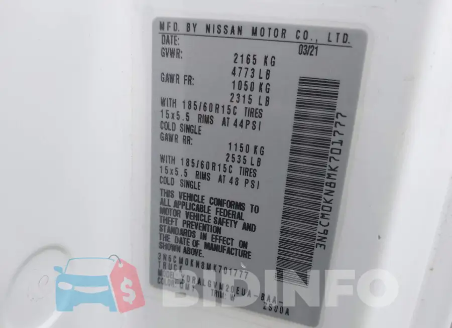 3N6CM0KN8MK701777 Photo# 9