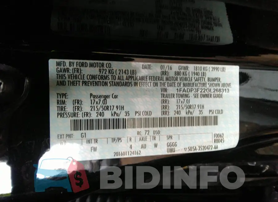 1FADP3F22GL268313 Photo# 9