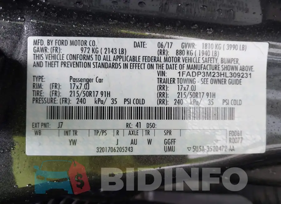 1FADP3M23HL309231 Photo# 9