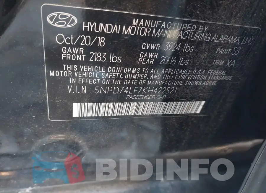 5NPD74LF7KH422521 Photo# 9