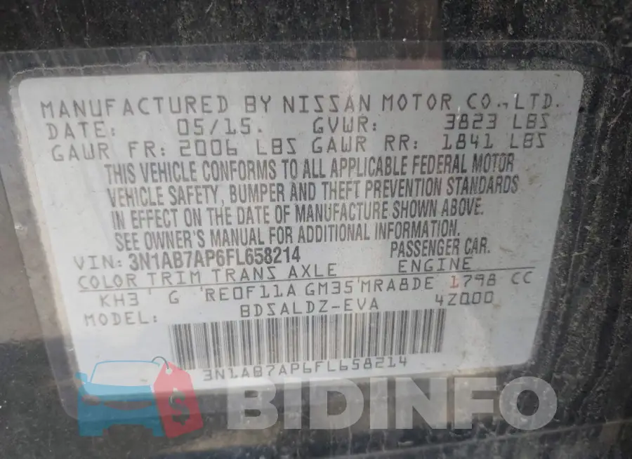3N1AB7AP6FL658214 Photo# 9