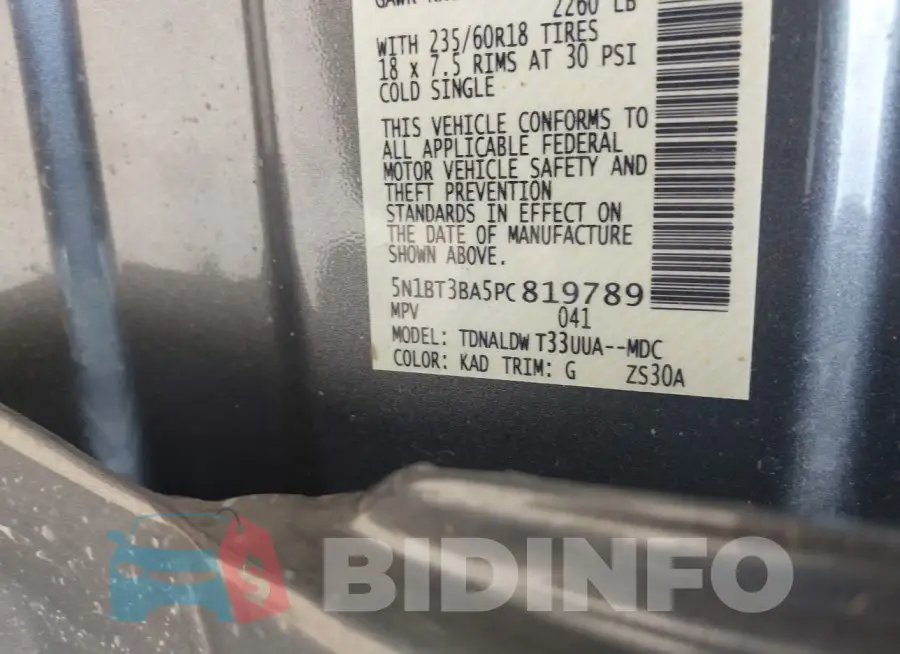5N1BT3BA5PC819789 Photo# 9