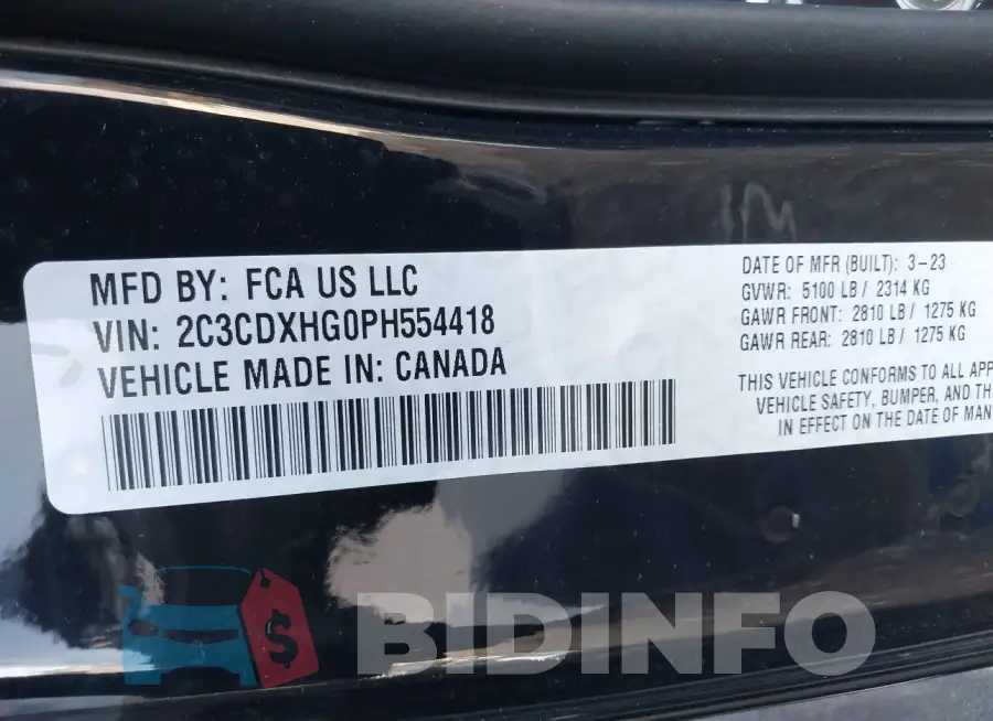 2C3CDXHG0PH554418 Photo# 9