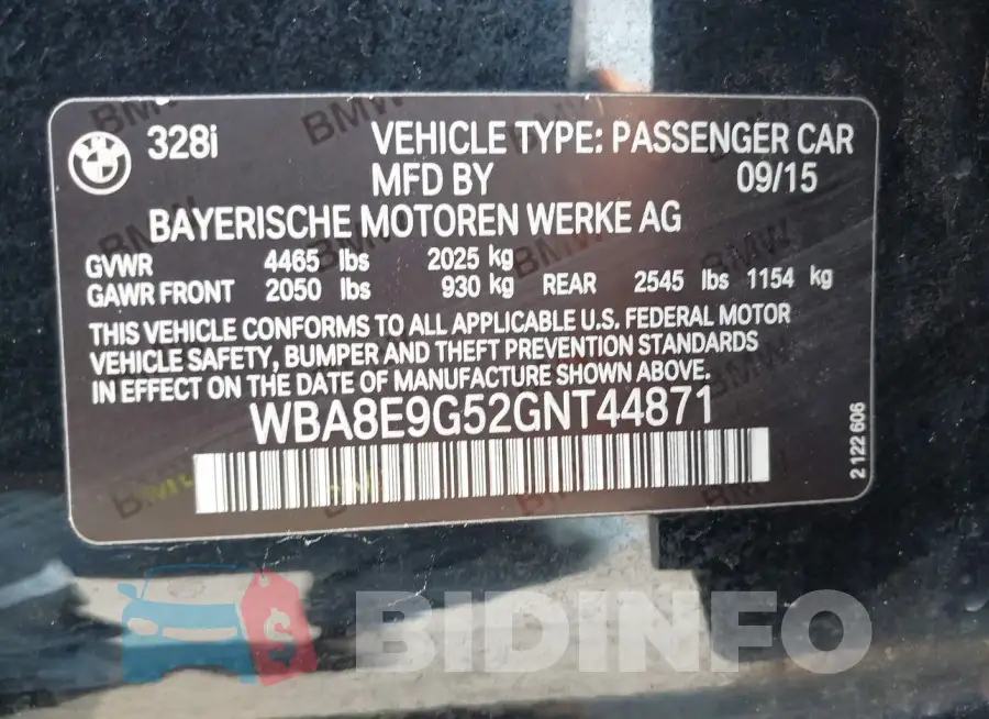 WBA8E9G52GNT44871 Photo# 9