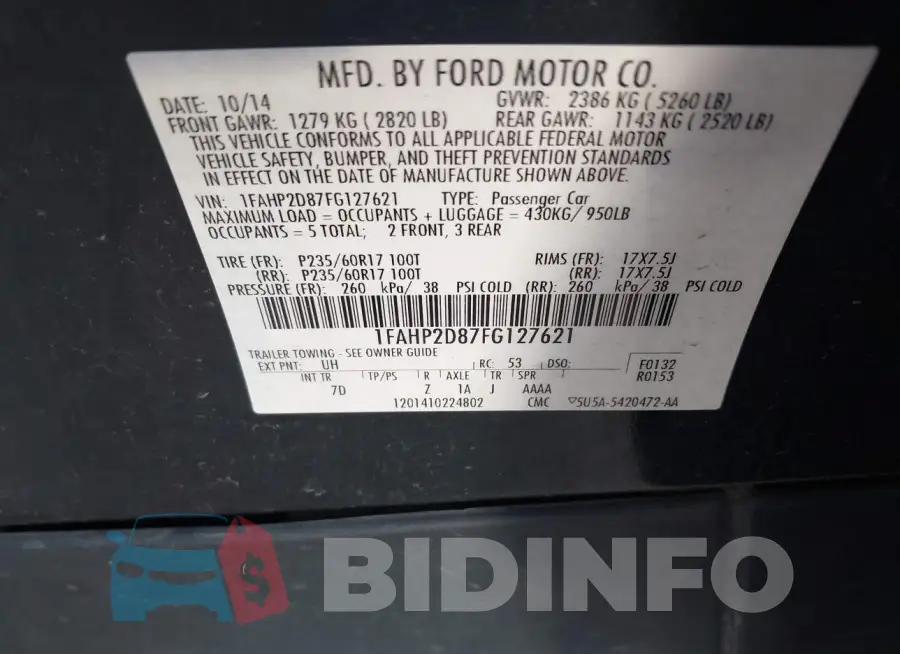 1FAHP2D87FG127621 Photo# 9