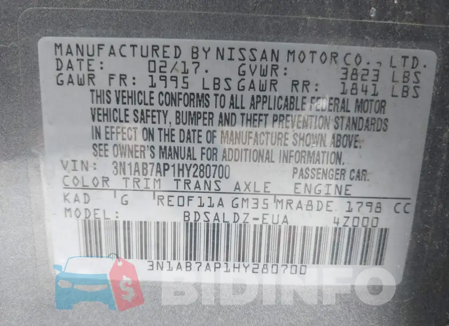 3N1AB7AP1HY280700 Photo# 9
