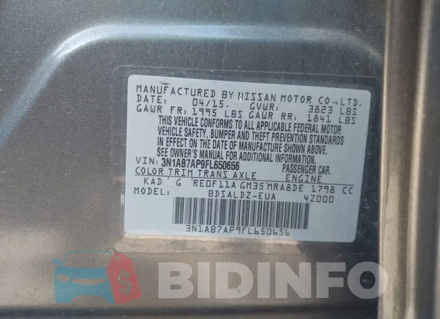 3N1AB7AP9FL650656 Photo# 9