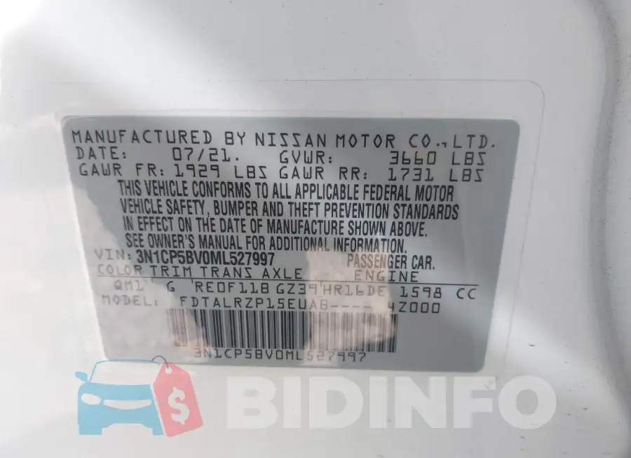 3N1CP5BV0ML527997 Photo# 9