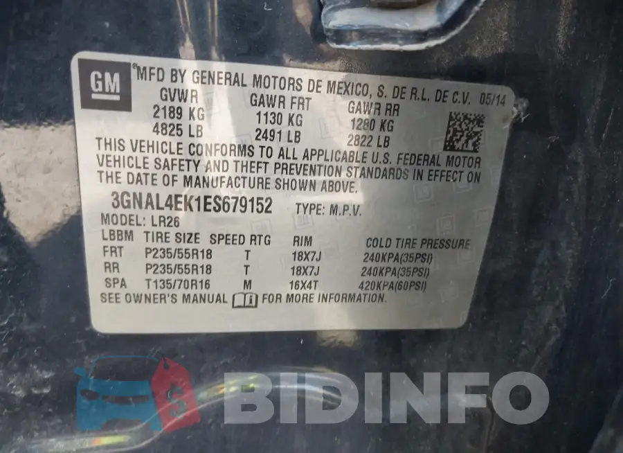 3GNAL4EK1ES679152 Photo# 9