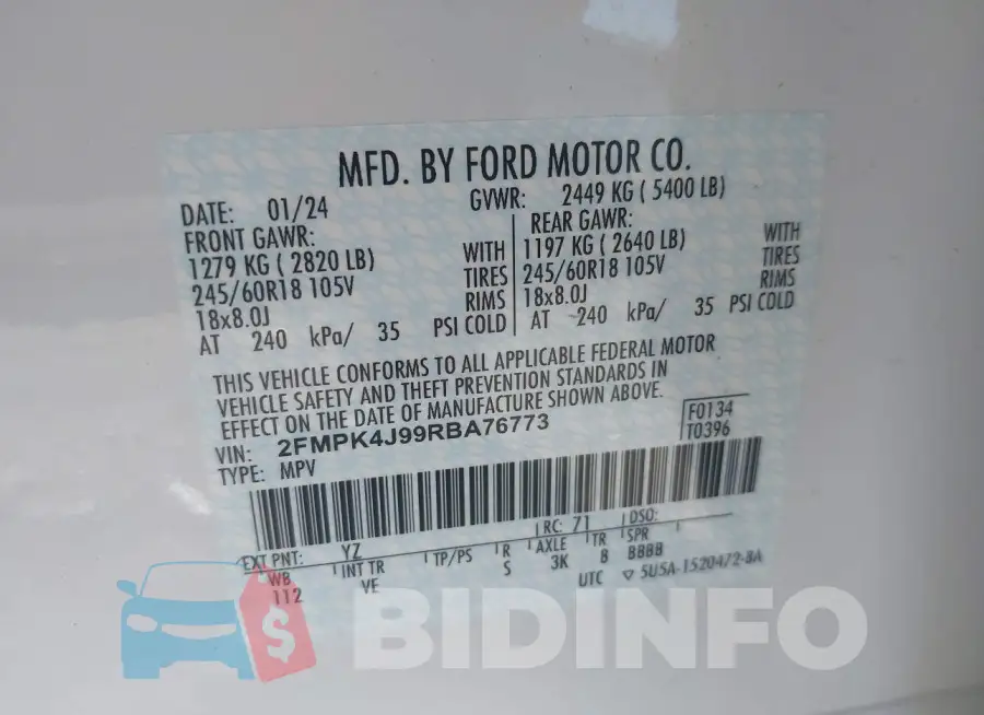 2FMPK4J99RBA76773 Photo# 9