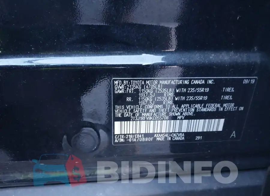 2T3J1RFV8KC055708 Photo# 9