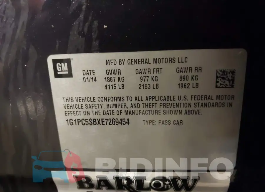 1G1PC5SBXE7269454 Photo# 9