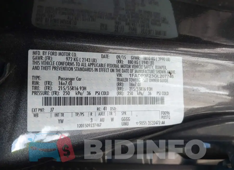 1FADP3F23GL207746 Photo# 9
