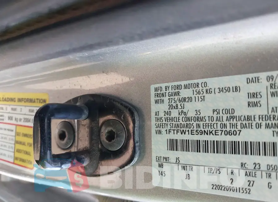 1FTFW1E59NKE70607 Photo# 9