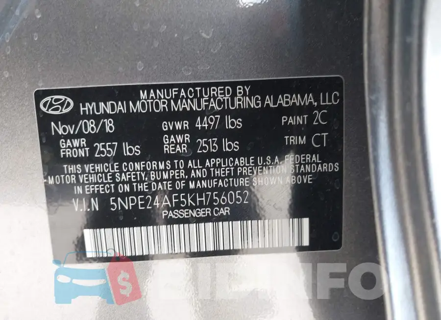 5NPE24AF5KH756052 Photo# 9